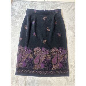 Women’s Vintage Briggs New York Maxi Skirt Paisley Print Black Purple Plus 20W